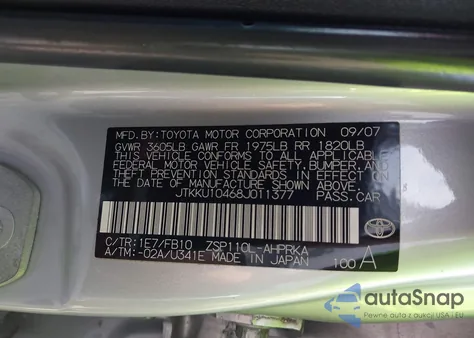 2008 Scion Xd from USA, damaged, VIN JTKKU10468J011377